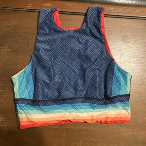 Yoga Democracy Retro Rainbow open back bra top size M